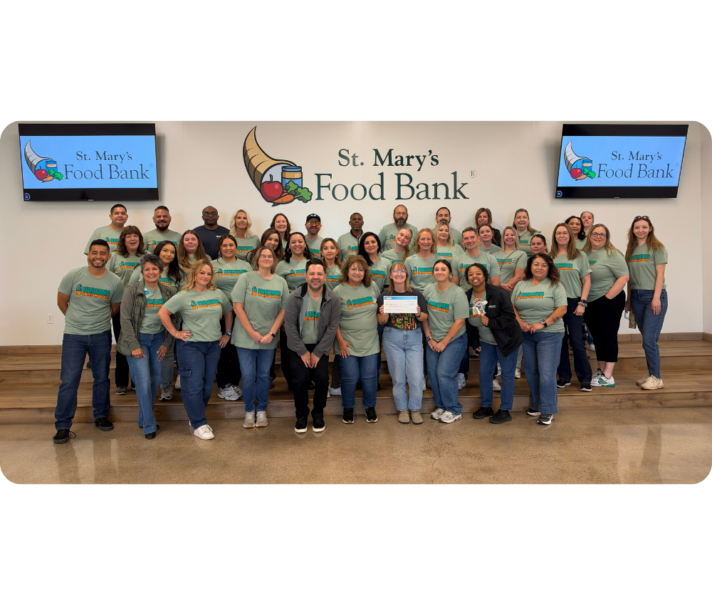 Group of credit union volunteers at St. Mary's Food Bank