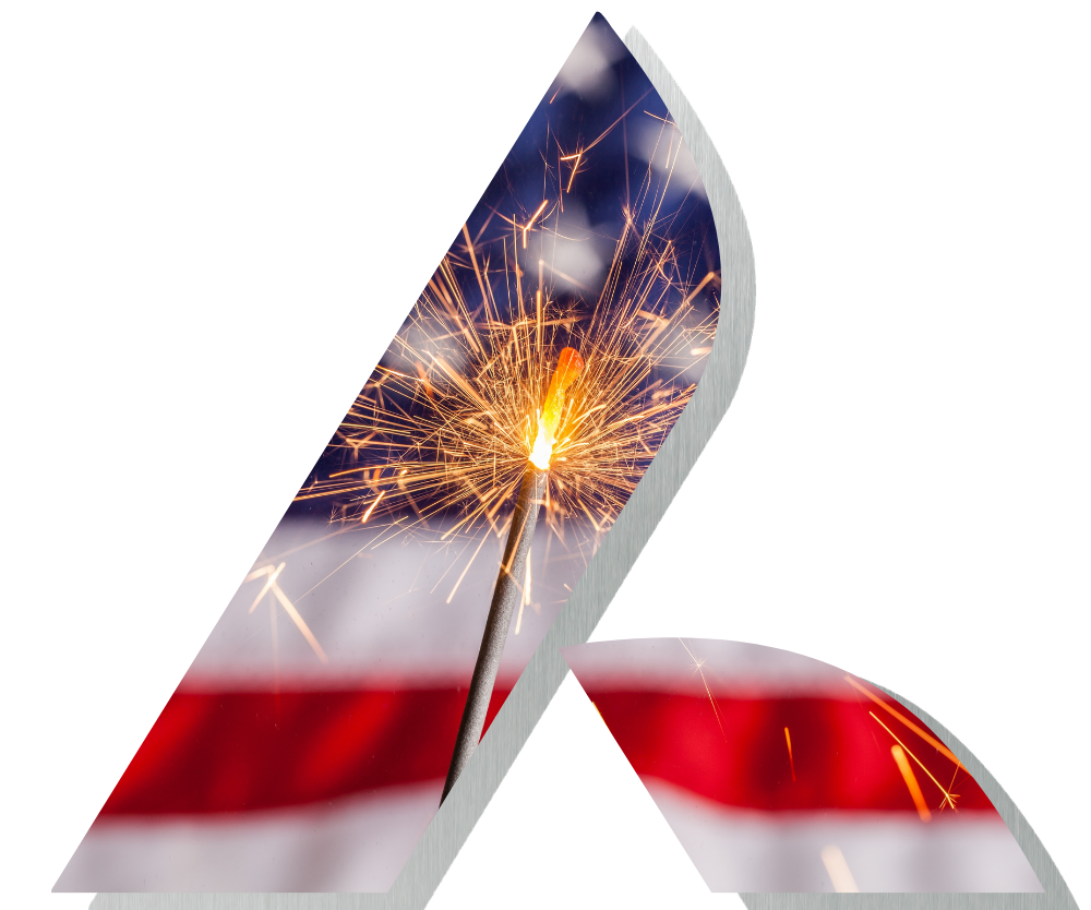 Sparkler in front of an American flag