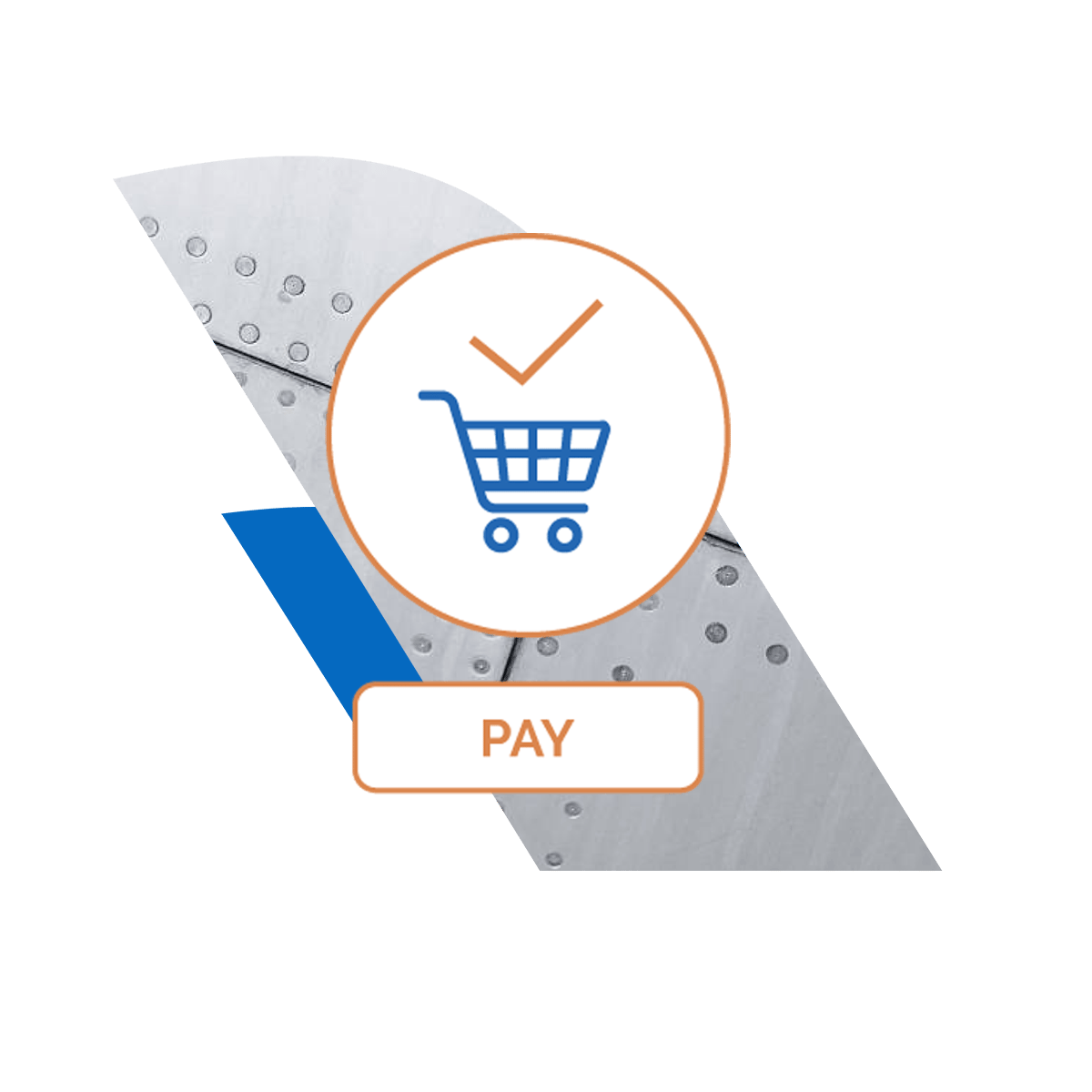 Shopping cart and click to pay icon.